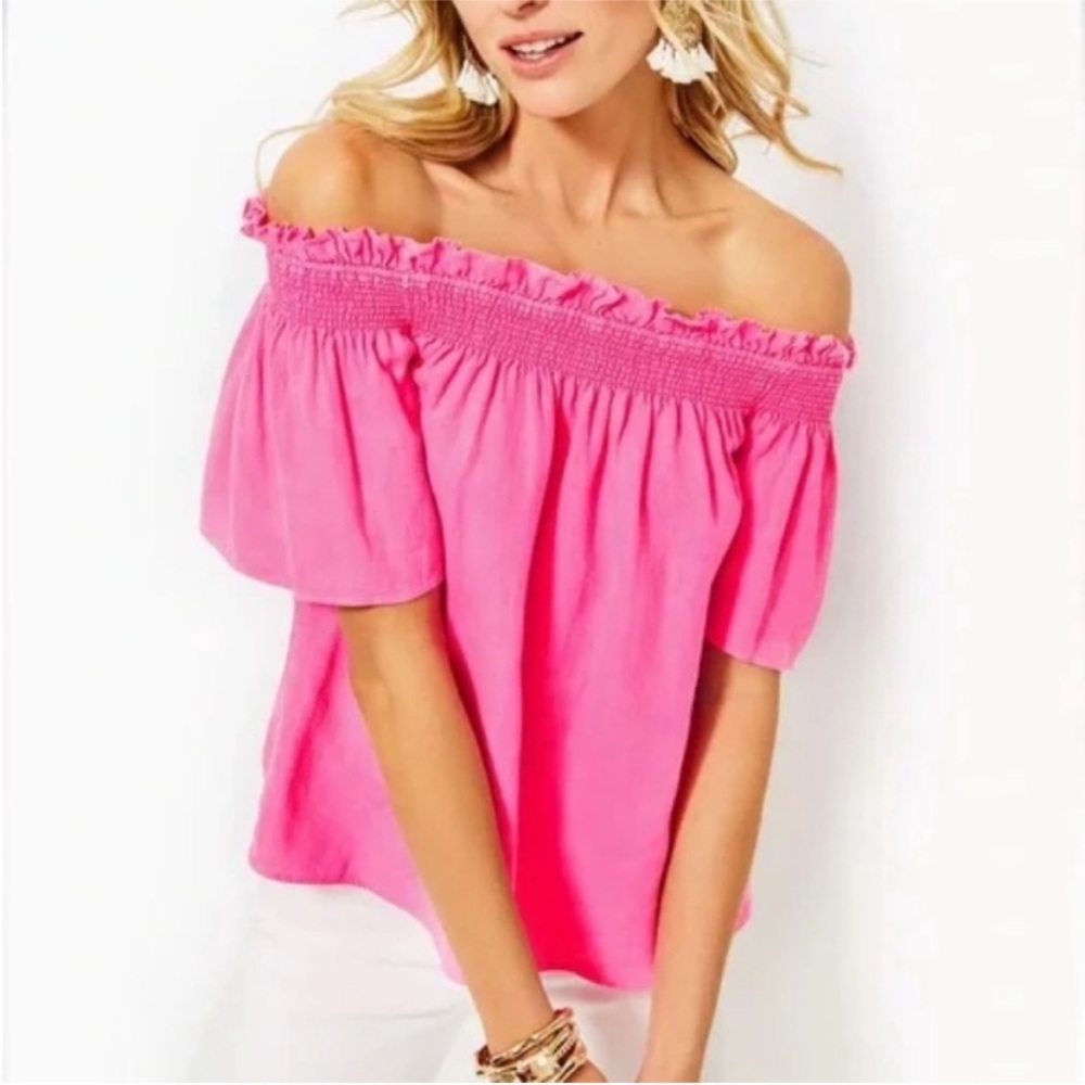 NWT Lily off shoulder hot pink top